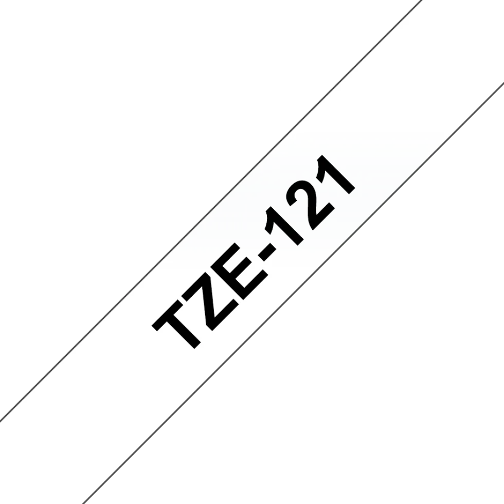Märkband Brother TZe121, svart/klar, 9mm