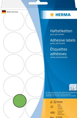 Märketiketter HERMA ej utskrift Grön, runda, Ø32mm, 480/fp