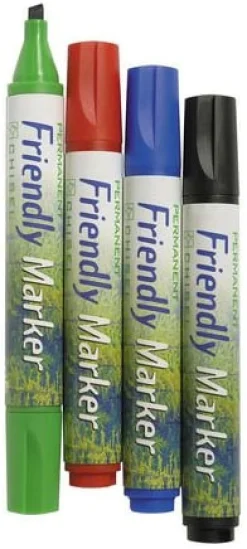 Märkpenna Friendly, sned, 4 färger/fp