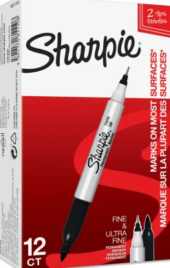 Märkpenna SHARPIE Twin Tip svart 12/fp