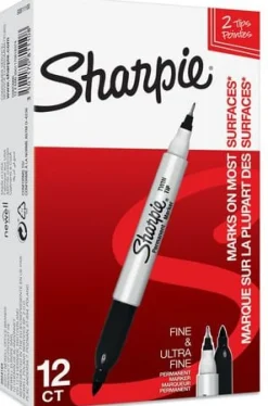 Märkpenna SHARPIE Twin Tip svart 12/fp