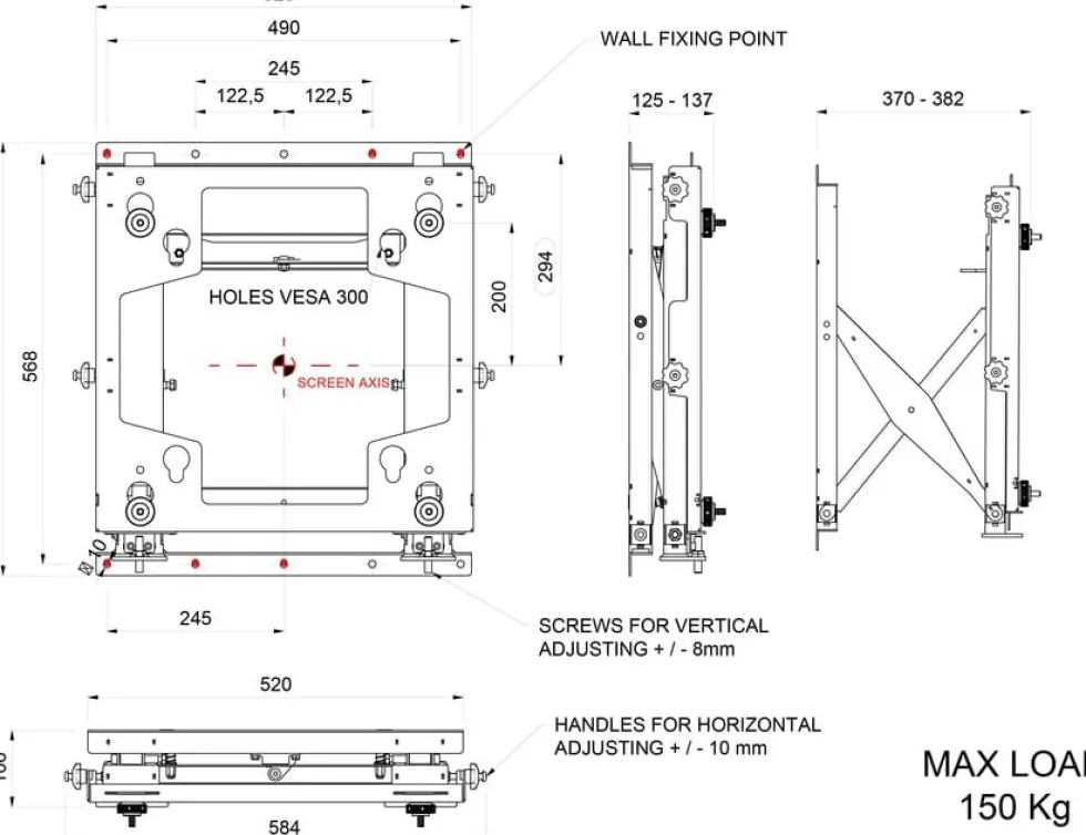 Multibrackets M Public Video Wall Mount Push SD - Konsol - för