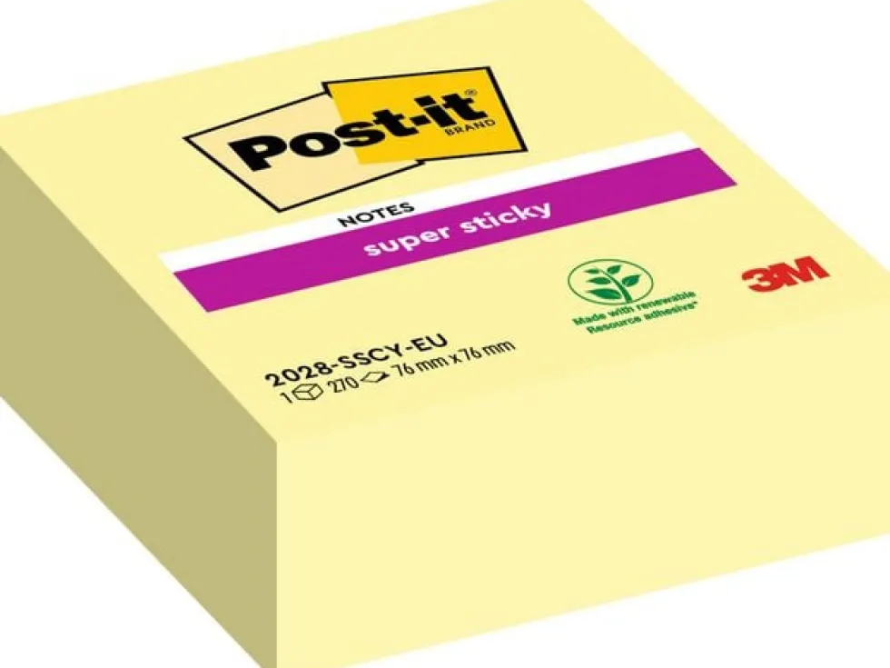 Notes POST-IT SS kub 76x76mm gul 270blad