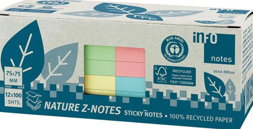 Notes Z-NOTES 75X75mm pastell 12/fp