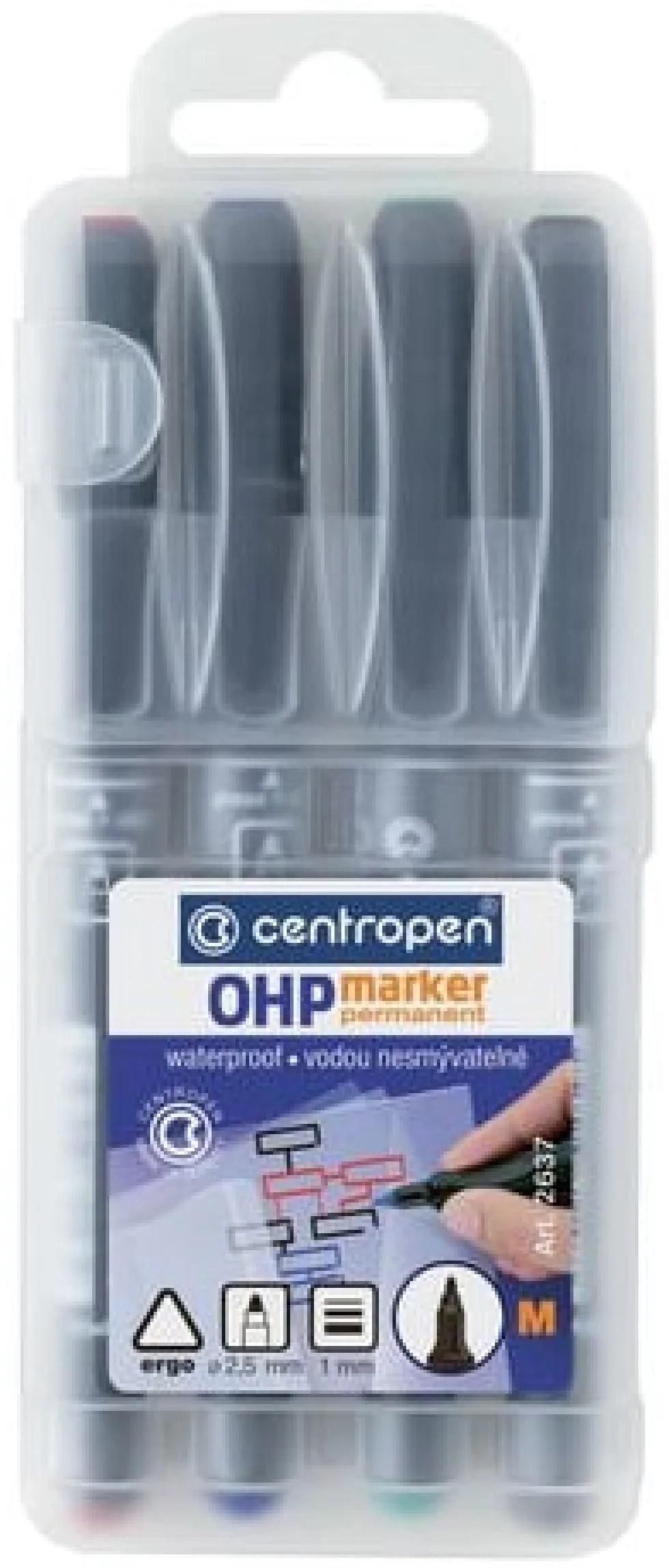Overheadpenna Ergo permanent, medium, 4-pack