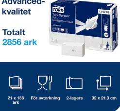 Pappershandduk TORK Advanced H2 Xpress, 2-lag, 2856/FP
