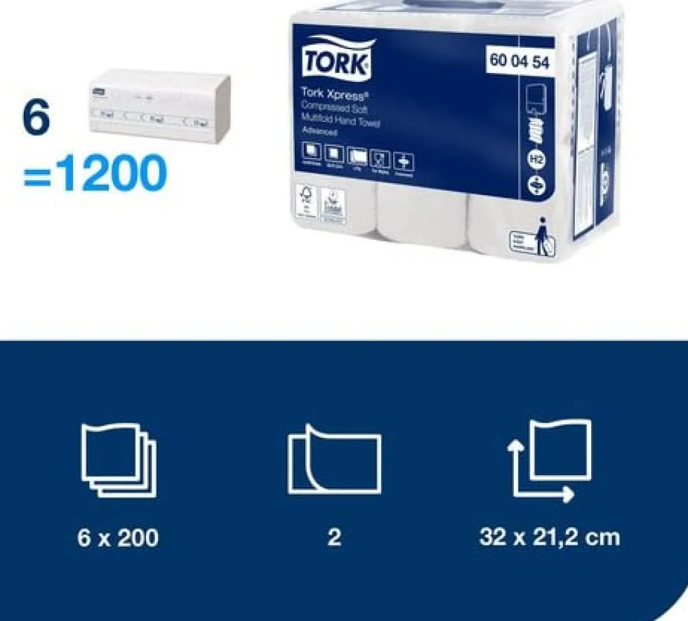 Pappershandduk TORK Adv H2 Xpress Komp. 1200/fp