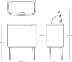 Papperskorg BRABANTIA Bo Touch 11+23L sv