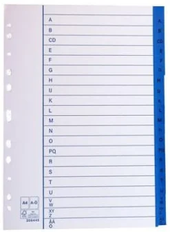 Pappersregister A4 A-Ö 10/fp