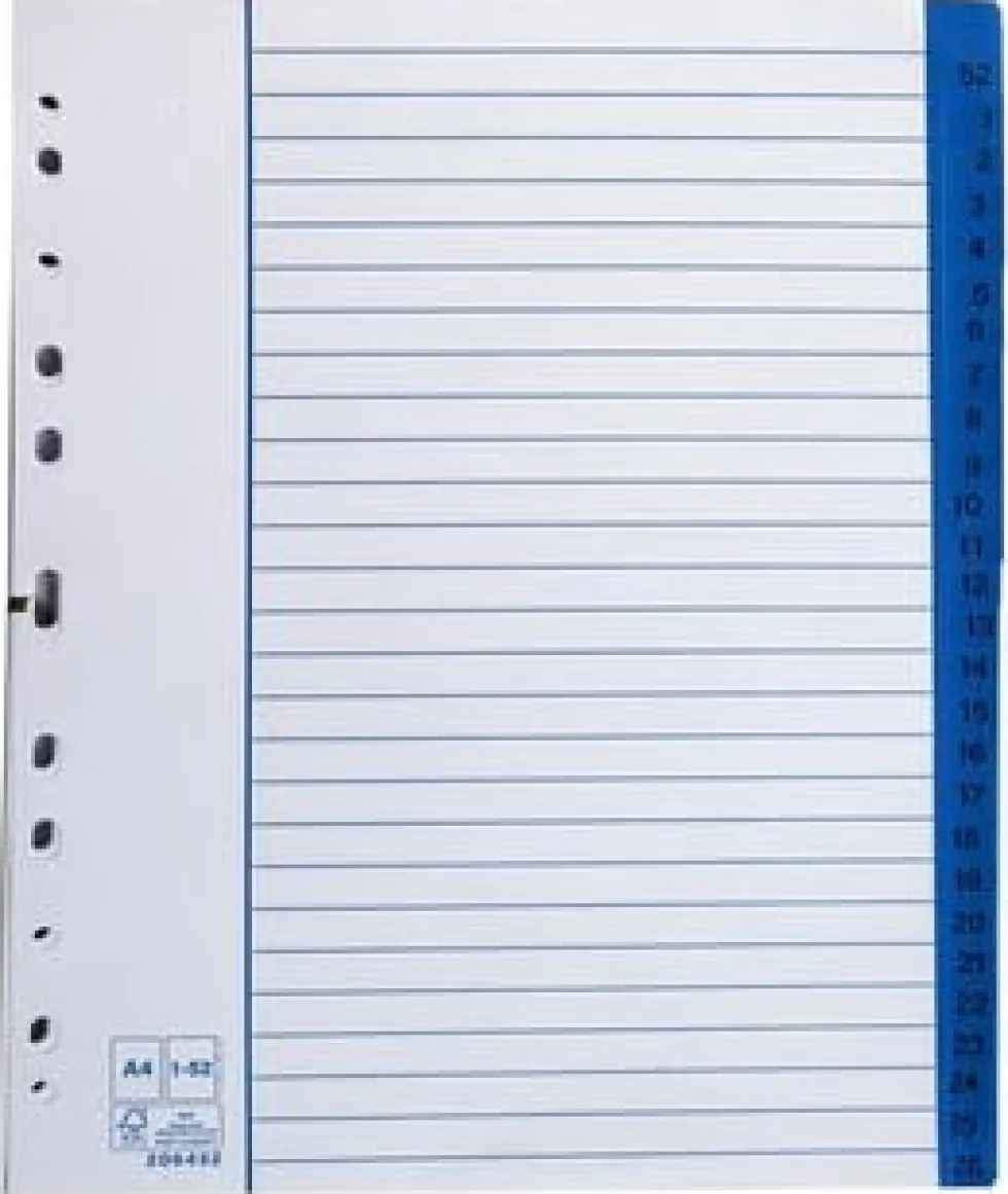 Pappersregister A4 1-52 5/fp