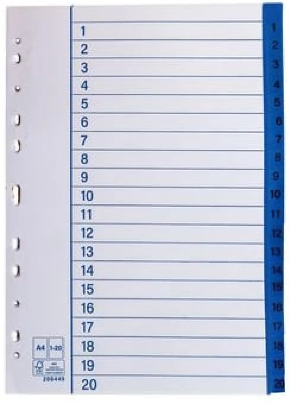 Pappersregister A4 1-20 10/fp