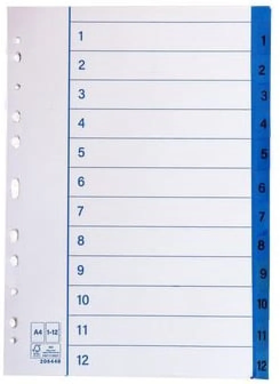 Pappersregister A4 1-12 10/fp