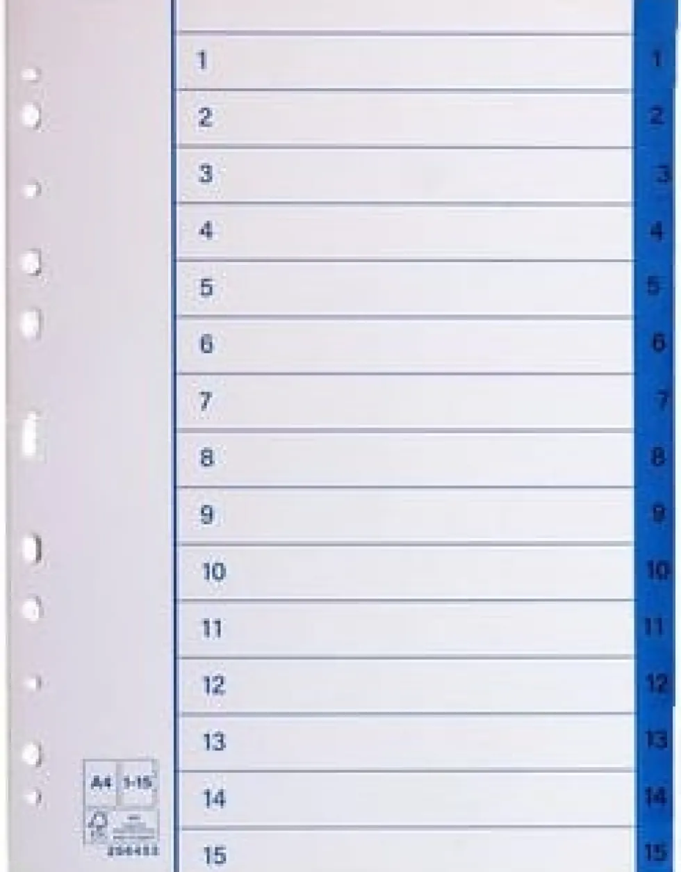 Pappersregister A4 1-15 10/fp
