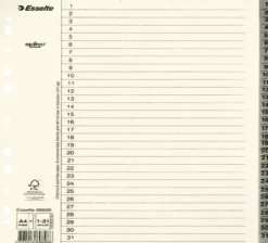 Pappregister Servo System A4+ 1-31 grå