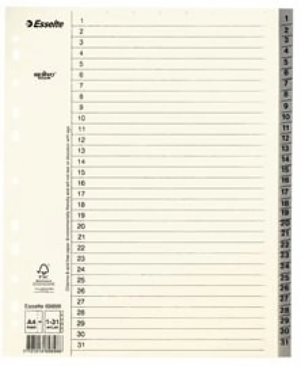 Pappregister Servo System A4+ 1-31 grå