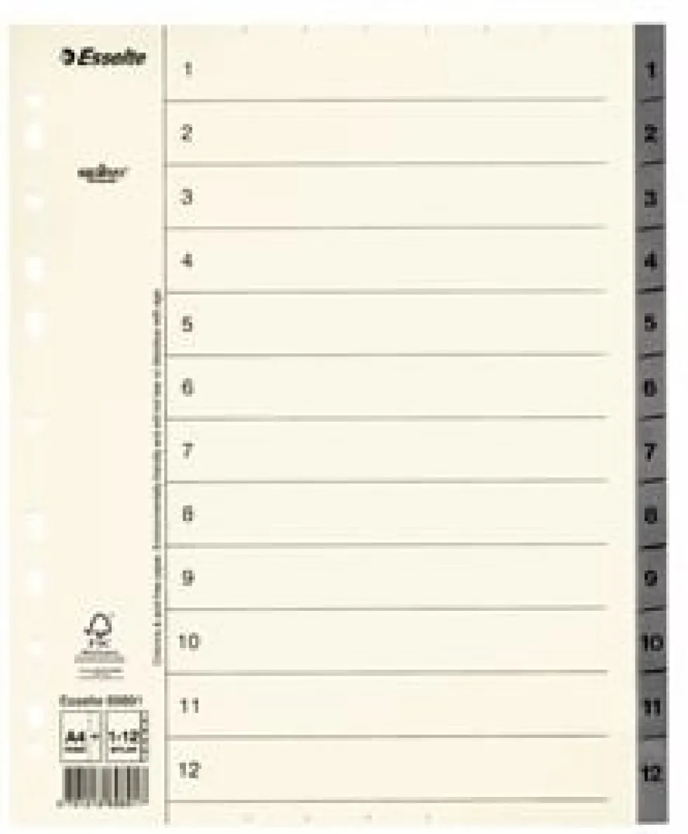 Pappregister Servo System A4+ 1-12 grå