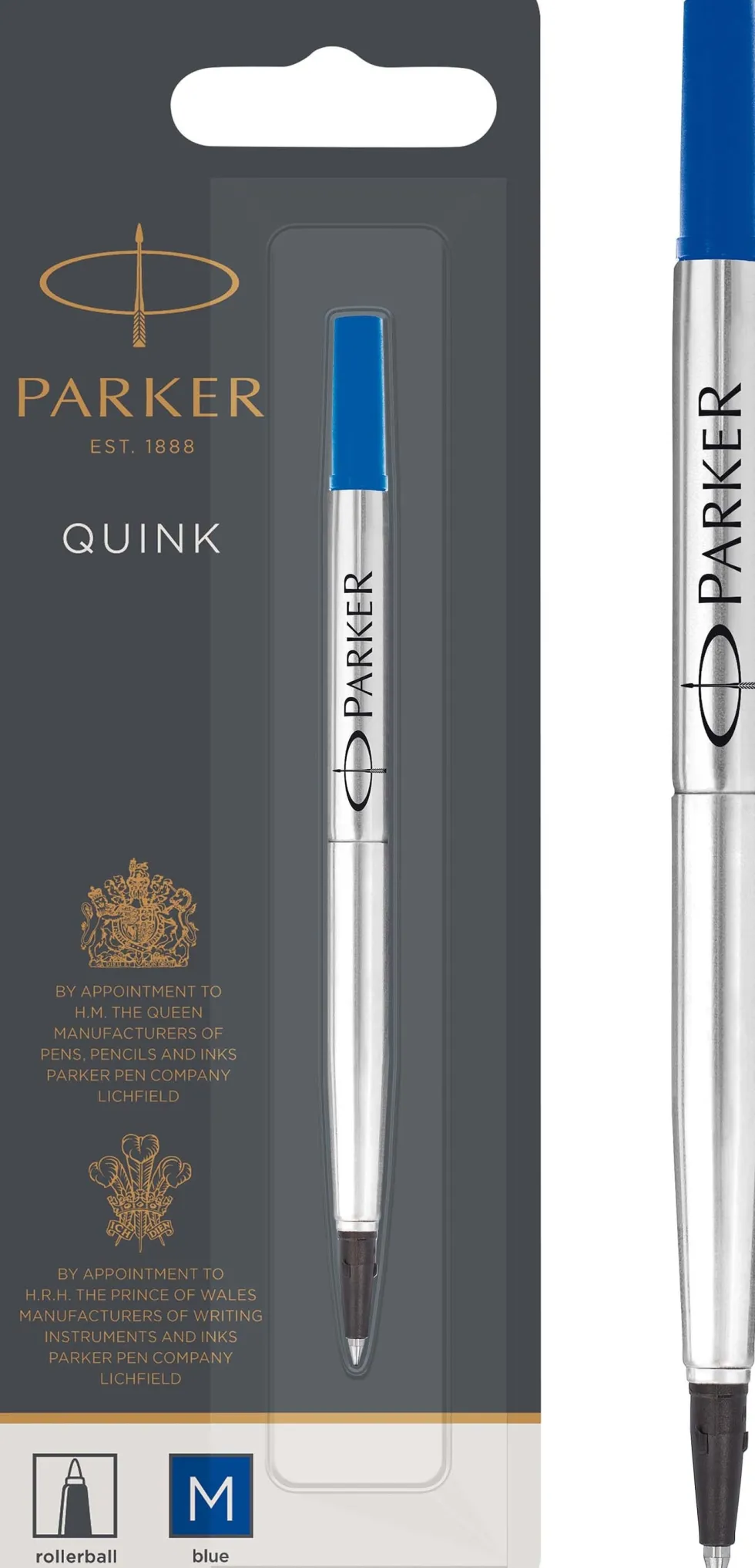 Pennpatron Bläck PARKER Quink Roller Ball Medium blå