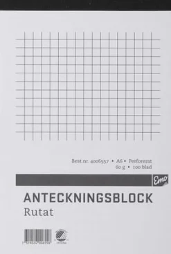Perforerade Block A6, rutigt, 100bl
