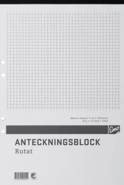 Perforerade Block A4, rutigt, 100bl