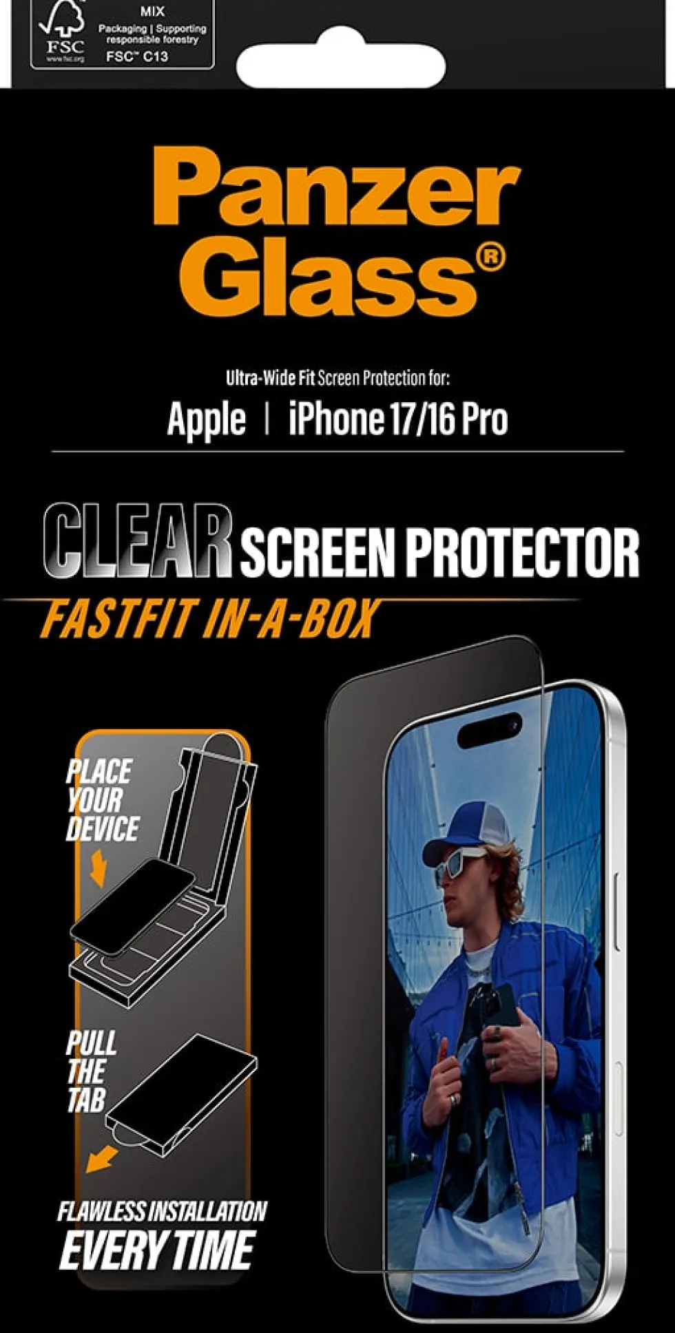 PG Screen Protector Black Frame iPhone 17 UWF Fastfit