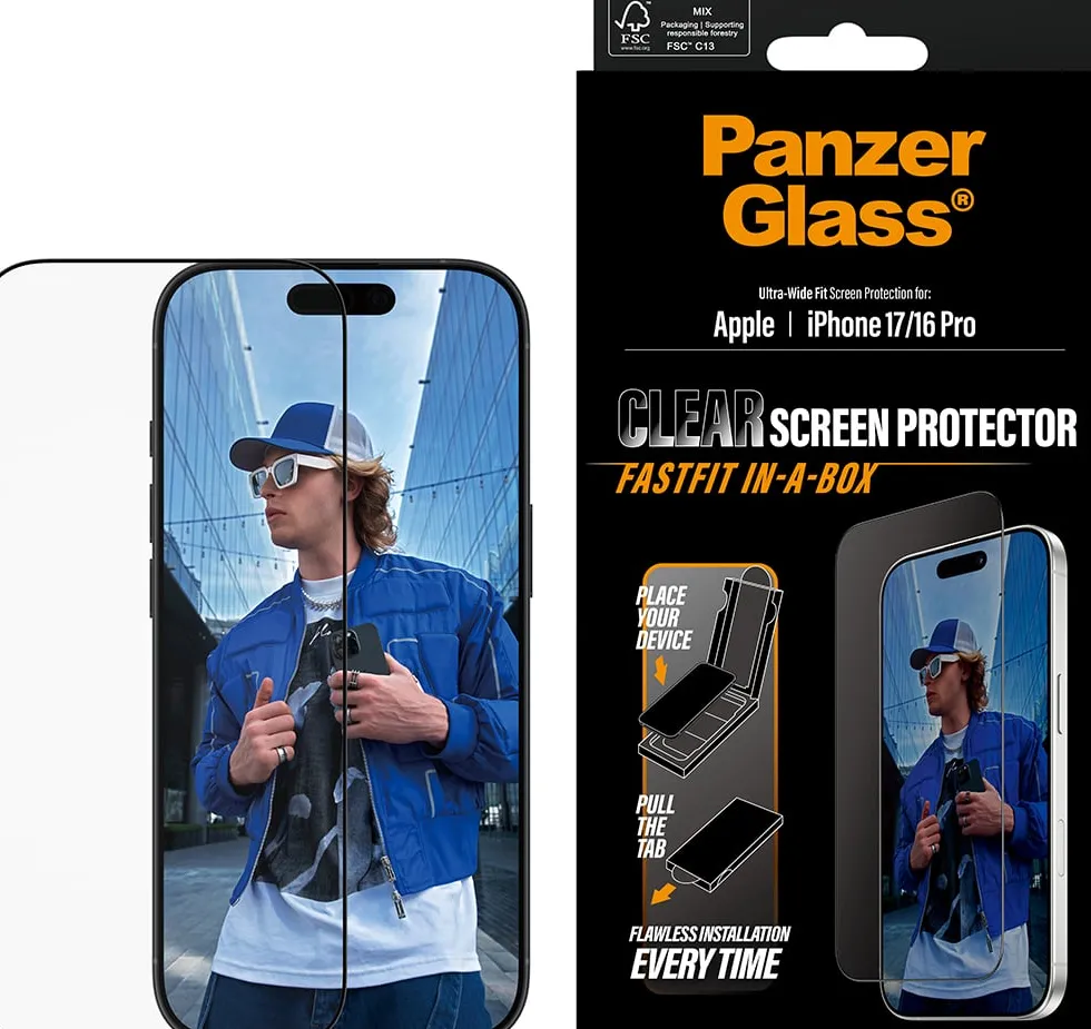 PG Screen Protector Black Frame iPhone 17 UWF Fastfit