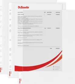 Plastficka ESSELTE A4 Öppning topp/vänster 0.08mm Präglad, 100st