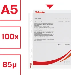 Plastficka ESSELTE A5 Premium Präglad 0.08mm, 100st