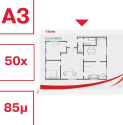 Plastficka ESSELTE Premium A3L Präglad 0.09mm, 50st