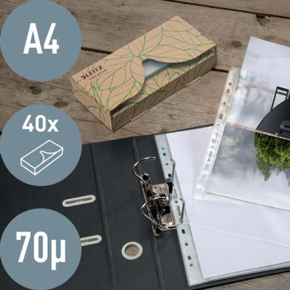 Plastficka LEITZ recycled A4 0,07 40/fp