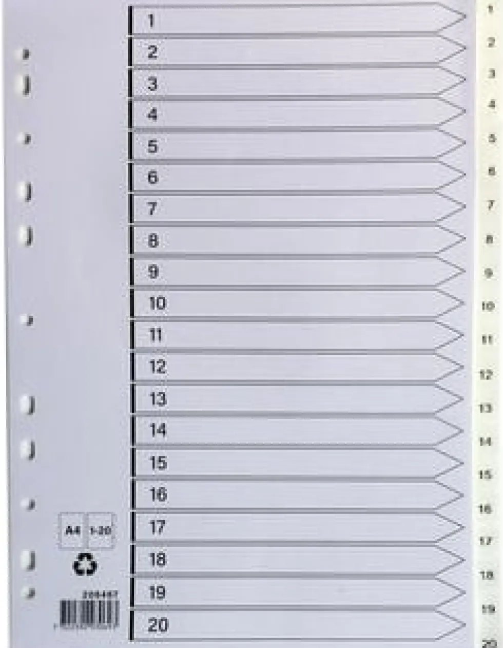 Plastregister A4 1-20 vit