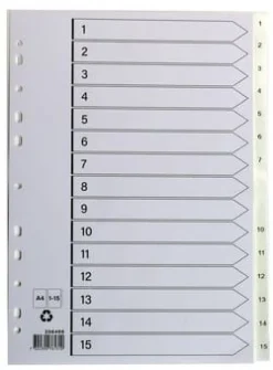Plastregister A4 1-15 vit