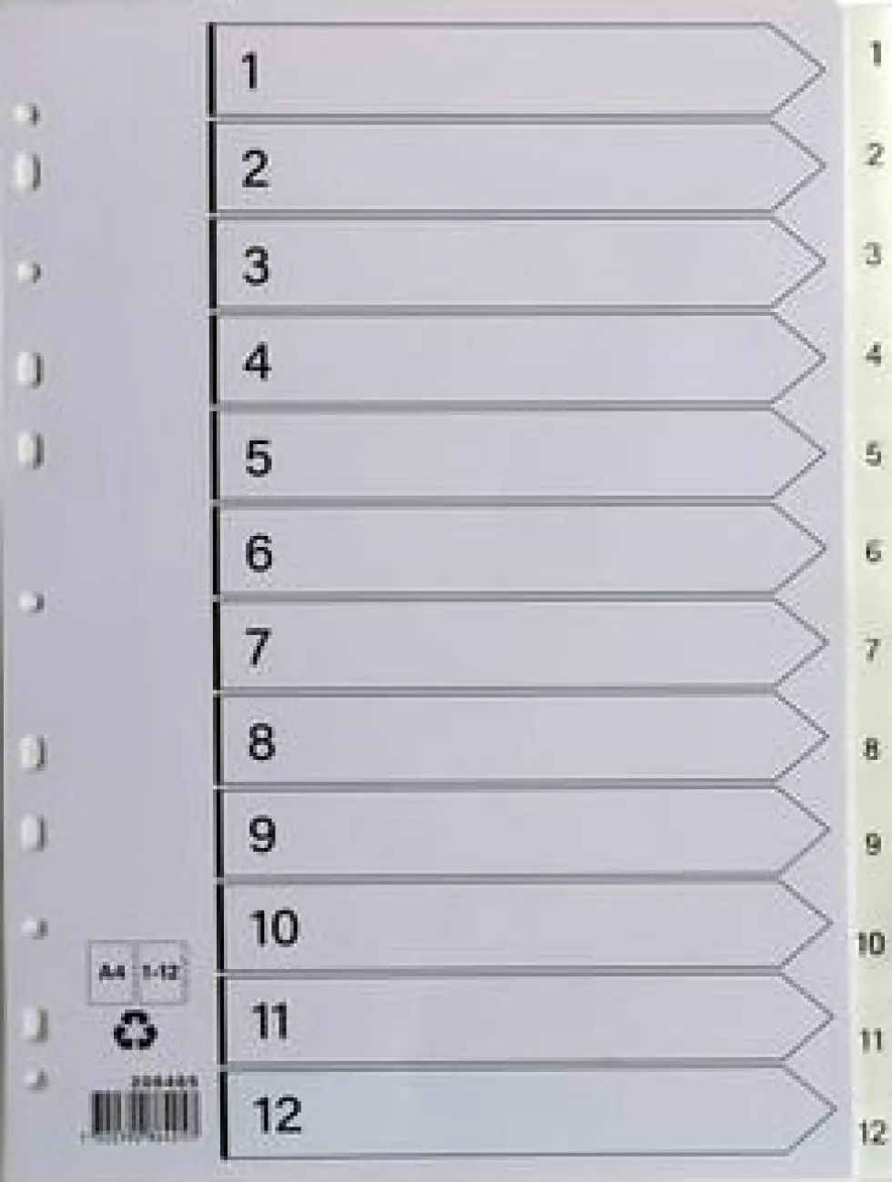 Plastregister A4 1-12 vit