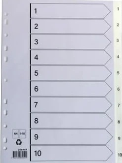 Plastregister A4 1-10 vit