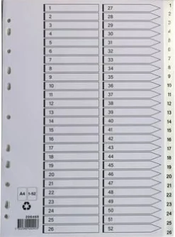 Plastregister A4 1-52 vit