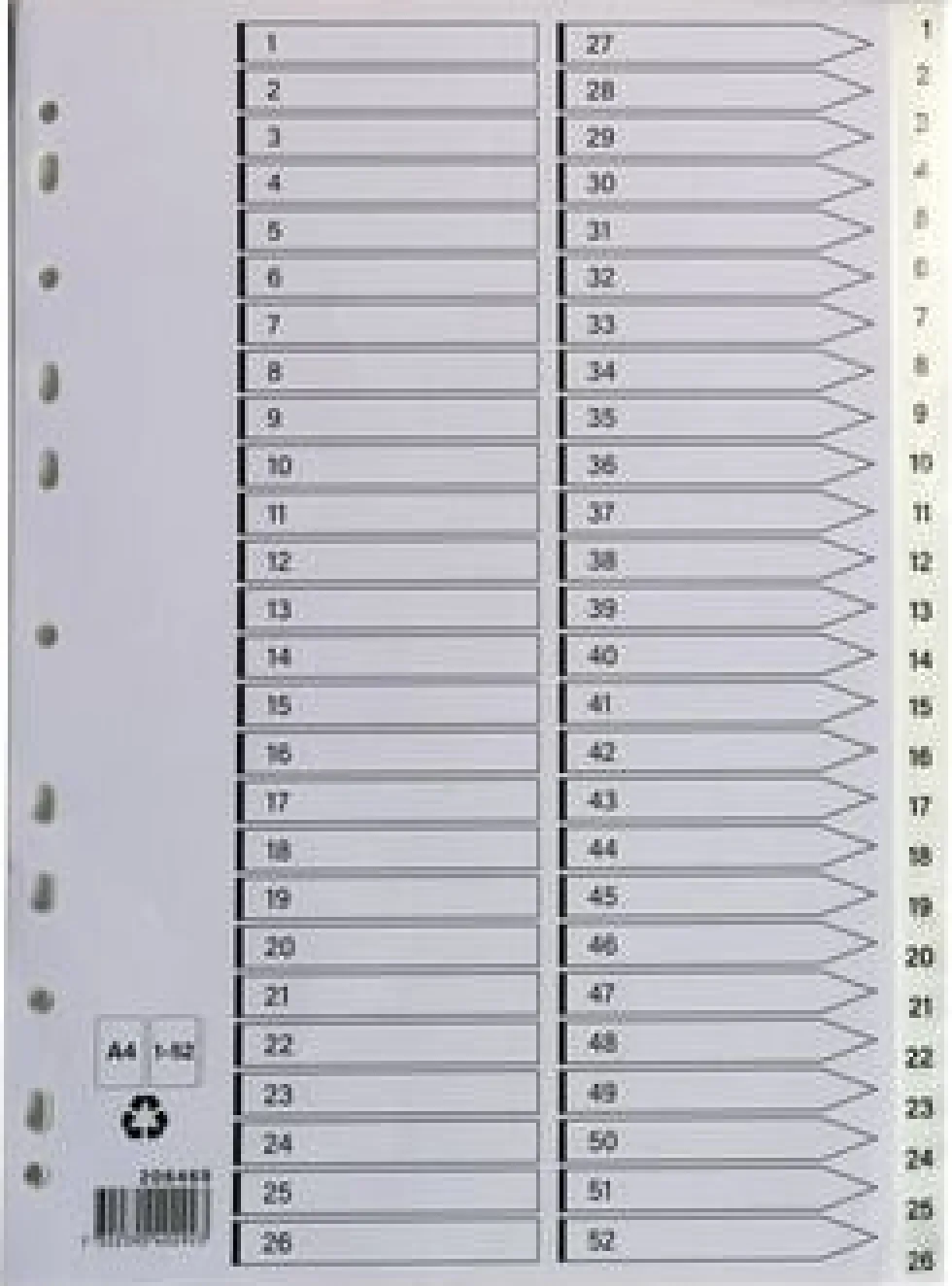 Plastregister A4 1-52 vit