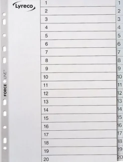 Plastregister LYRECO A4 PP 1-20 grå