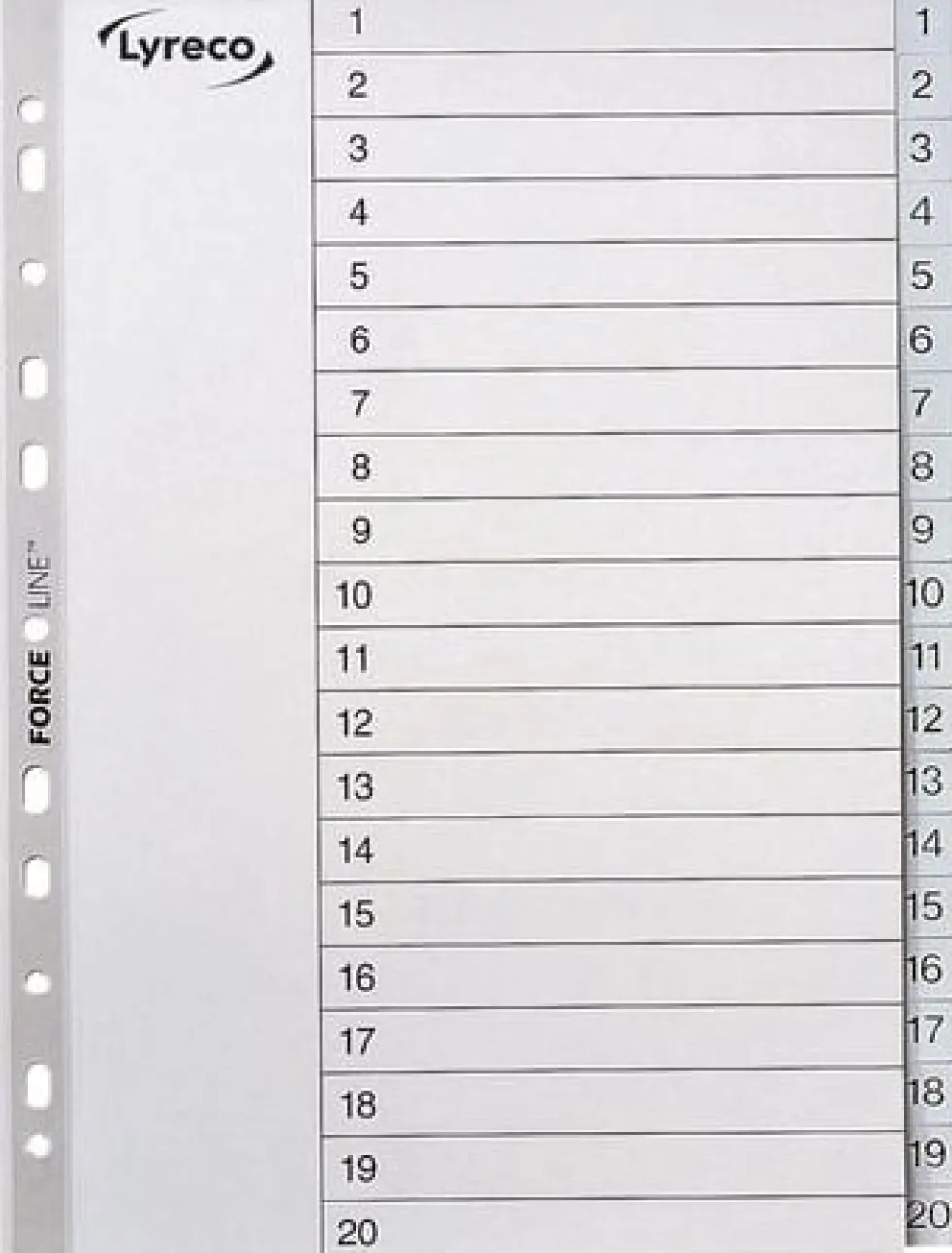 Plastregister LYRECO A4 PP 1-20 grå
