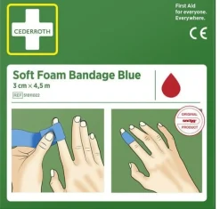 Plåster CEDERROTH SoftFoam 3cmx4,5m blå