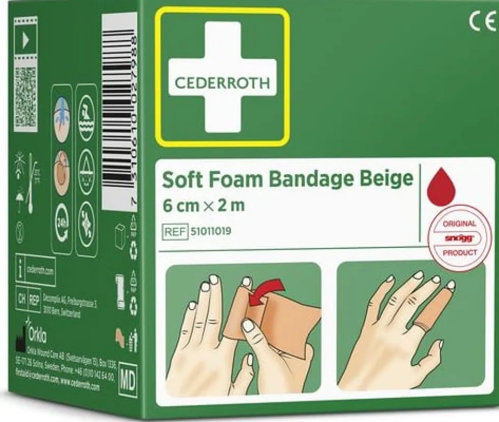 Plåster CEDERROTH SoftFoam 6cmx2m beig