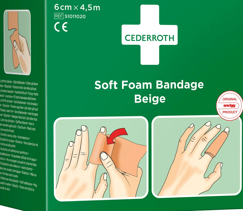 Plåster CEDERROTH SoftFoam 6cmx4,5m beig
