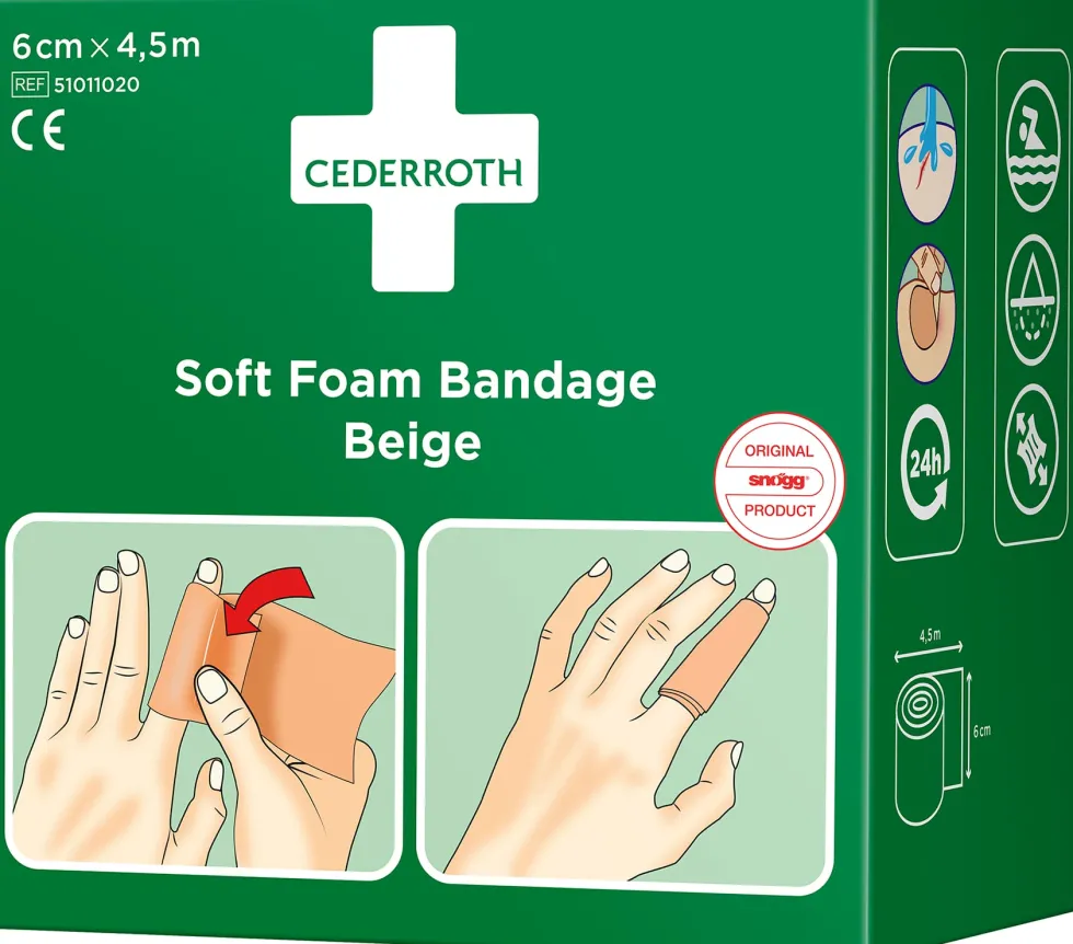 Plåster CEDERROTH SoftFoam 6cmx4,5m beig