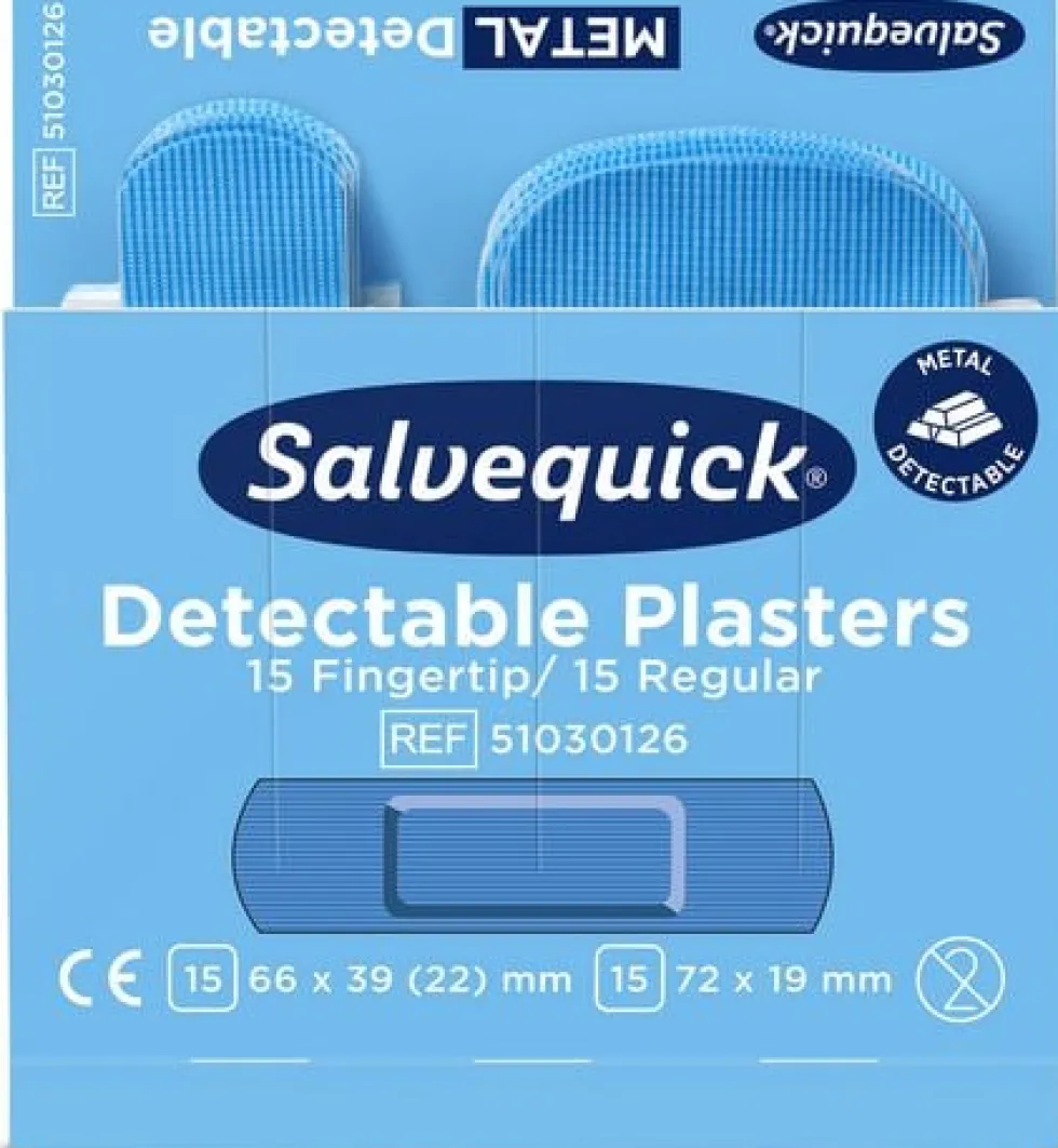 Plåster Detect. finger refill blå 30/fp