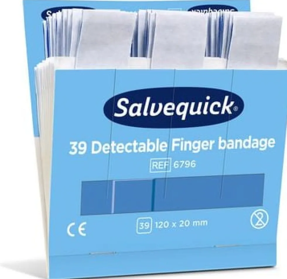 Plåster SALVEQUICK refill lång blå 39/fp