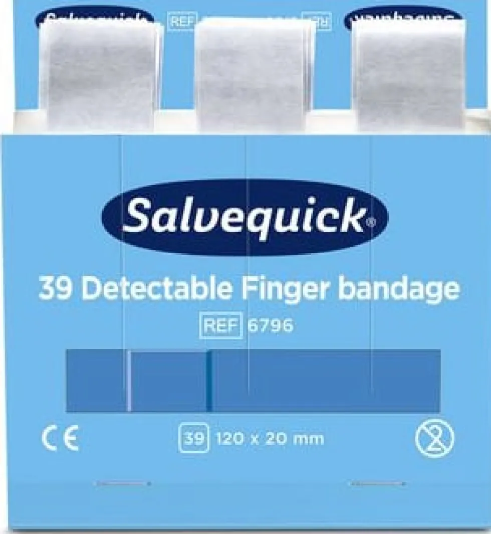 Plåster SALVEQUICK refill lång blå 39/fp