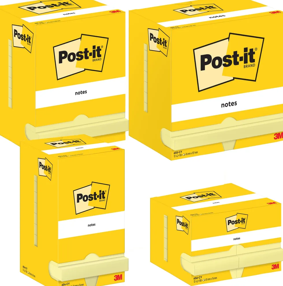 Post-It Gul, 51x76mm, 12st
