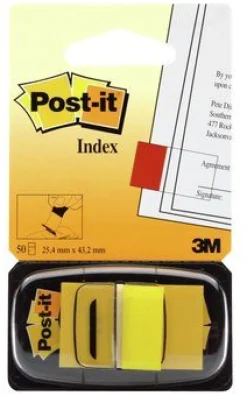 Post-It Index 680 Gul, avtagbar, 50/fp, 12fp