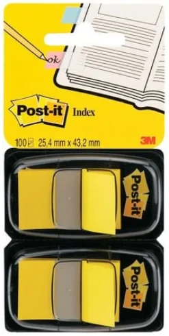 Post-It Index Gul, dubbelpack, 2x50 flikar, 6fp