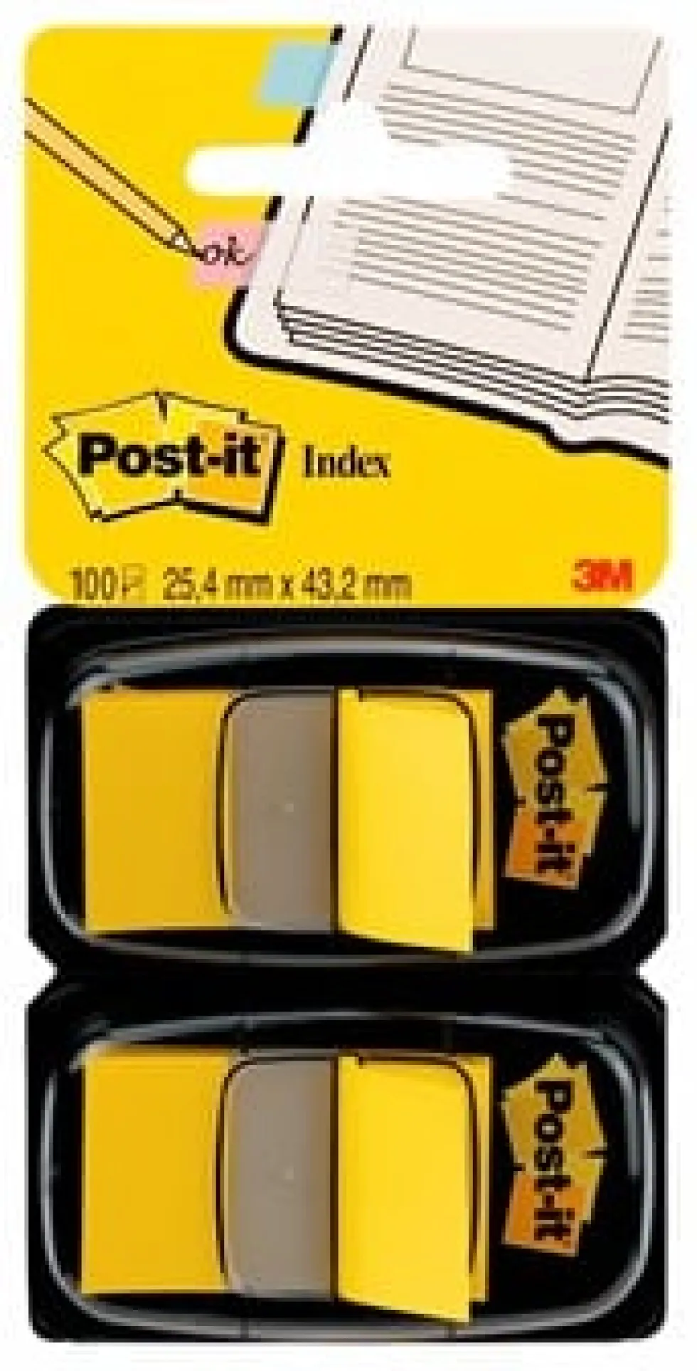 Post-It Index Gul, dubbelpack, 2x50 flikar, 6fp