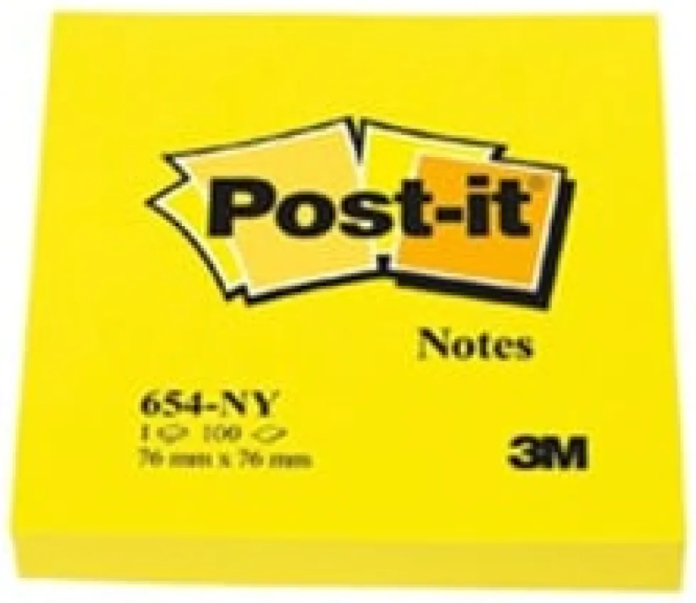 Post-It Neongul, 76x76mm, 6st