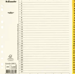 Pärmregister ESSELTE A4 1-31 Gul, flikförstärkt